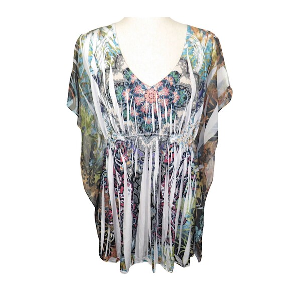 Lafiance Y2K Sublimation Print Flowy Flutter Sleeve Top Size XL - Picture 1 of 9